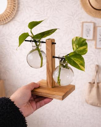 Vaso Supporto Legno-Porta Piante Idroponico-Nuovo