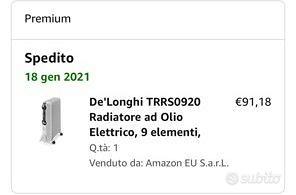 De'Longhi TRRS0920, Radiatore Elettrico ad Olio