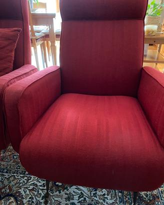 2 poltrone imbottite vintage anni 50/60