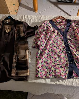 Lotto 2 Bluse Vintage Donna - Floreale e Astratta 