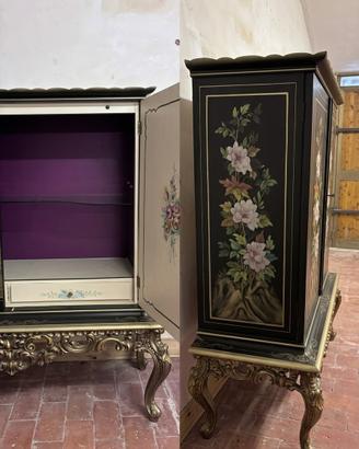 Cabinet Stipo Chinoiserie vintage dipinto a mano