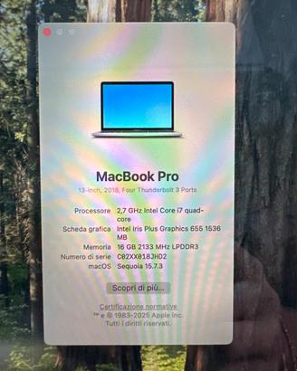 Macbook Pro 13” 2018 i7 16GB RAM