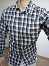 camicia uomo Ovs, bianca grigia quadri, L, nuova.

