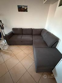 Divano letto angolare con pouf contenitore