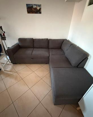 Divano letto angolare con pouf contenitore