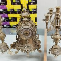 candelabri e orologio x antiquariato 