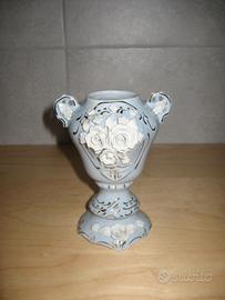 VASO CAPODIMONTE AZZURRO CARTA DA ZUCCHERO FIORI