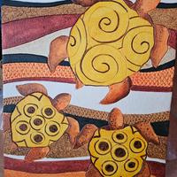 Quadro marchio  cartapietra con tartarughe.