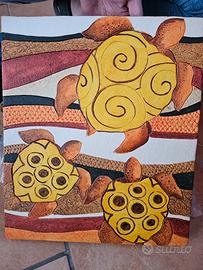 Quadro marchio  cartapietra con tartarughe.