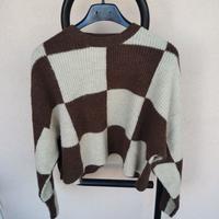 Maglione Crop a Scacchi Pull&Bear Taglia S