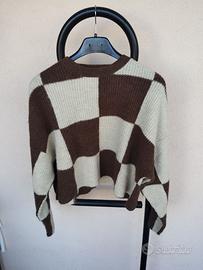 Maglione Crop a Scacchi Pull&Bear Taglia S