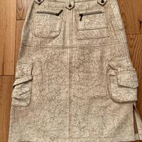 Gonna pelle midi  bianca/beige anticata vintage