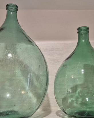 coppia damigiane vetro verde 25l e 12,5l