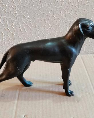 Statuetta Scultura in Metallo Raffigurante Cane