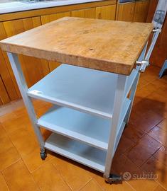 Carrello da cucina con tagliere in legno massello