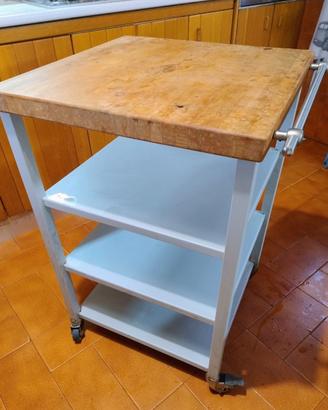 Carrello da cucina con tagliere in legno massello