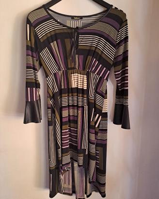 Vestito Talco con rifiniture in ecopelle