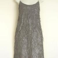 Vestito, Donna, Moda, Argento, Estate, Frange