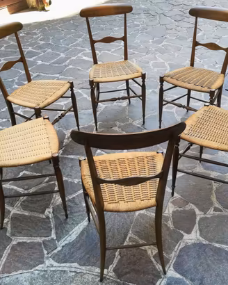 Set di 6 sedie Chiavarine vintage fine anni '50