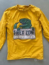 Maglietta cotone maniche lunghe con stampa T-Rex