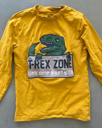 Maglietta cotone maniche lunghe con stampa T-Rex