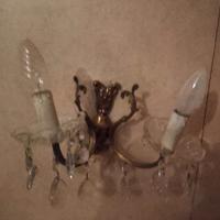 2 Applique da parete, cristalli e ottone, barocco