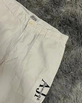 Pantaloni Armani Junior vintage bianchi logo AJ