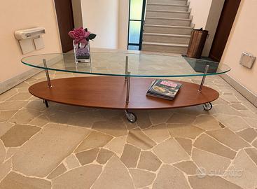 Tavolino ovale Chateau d’Ax, vetro e legno