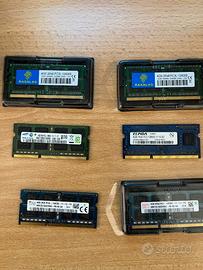 Memorie RAM nuove, DDR3 per portatili, 4 GB e 8 GB