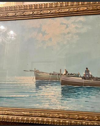 PREZIOSOdipintoOLIO"scenaMARINA"FIRMATOsecoloXIX