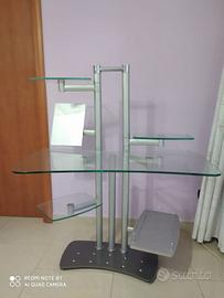 Scrivania / Porta Computer finitura vetro e allumi