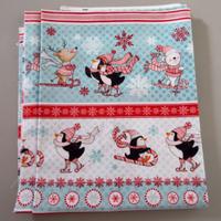 Tessuto natalizio. Orso Pinguini. Cotone 100%.