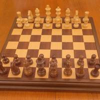 Scacchiera + Scacchi + Pedine Dama, tutto in legno