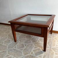 Tavolino in legno e cristallo