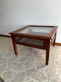 Tavolino in legno e cristallo