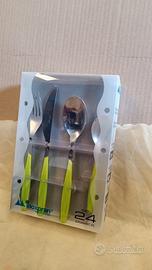 Set "Laguna" da 24 posate di Inoxpran, colore verd