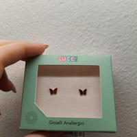 Orecchini luce, a forma di farfalla, color ororosa