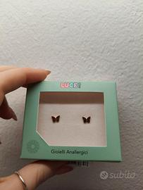 Orecchini luce, a forma di farfalla, color ororosa