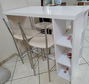 Tavolo bar alto con 4 sgabelli bianco