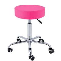 Sgabello base metallo cromato seduta ecopelle rosa