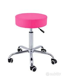 Sgabello base metallo cromato seduta ecopelle rosa
