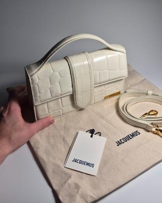 Bag Jacquemus Grand Bambino Croco Ivory