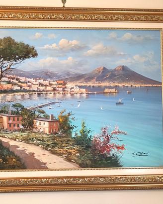 Dipinto di V. Capozzi Panorama del Golfo di Napoli