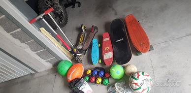 4 skateboard 2 monopattini bocce palloni  ecc