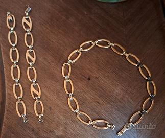 Collana e 2 bracciali analoghi placcati oro