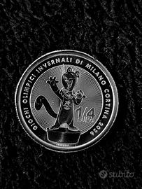 1/4 euro Moneta Tina Milano Cortina Olimpiadi FDC