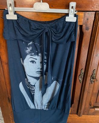 Abito estivo senza spalline tagliaM Audrey Hepburn