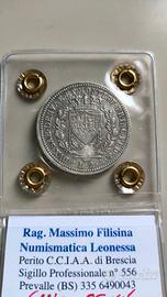 2 lire 1825 Genova BB+ perizia Filisina