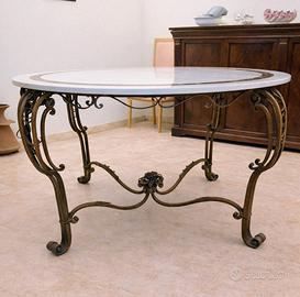 Tavolo ferro battuto e marmo Italia, anni ’ 50