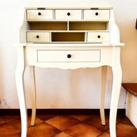 Scrittoio shabby chic bianco con piano estraibile